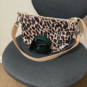 Consuela Tan and Black Leopard Shoulder Bag